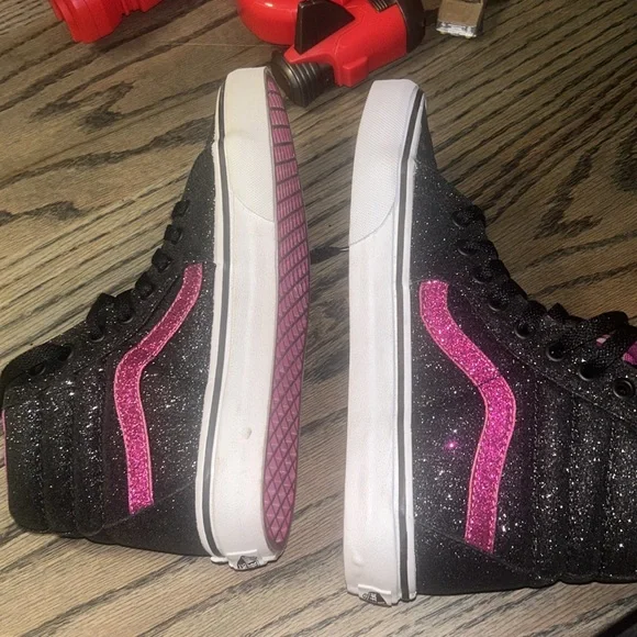 Vans SK8 Hi Glitter 2.5 Black Pink Lace Up High Top Sneaker Great condition - Picture 7 of 9